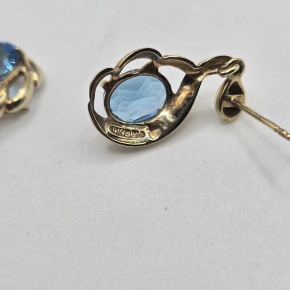 10k Gold and Blue Topaz Earrings